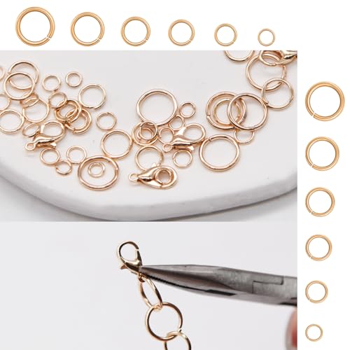 EuTengHao 1504Pcs Open Jump Ring and Lobster Clasps Kit Jewelry Making Repair Kit with Jewelry Pliers Tweezers (KC Gold) - color: KC Gold