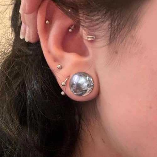 Casvort 2 PCS Hypoallergenic 0G-1" Cute Timeless Smooth Ball Screw Ear Gauges 316 Surgical Stainless Steel Fashion Ear Gauges Earrings Expander Women Piercing Body Jewelry - color: Silver, size: 14 mm