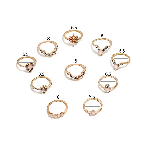 CSIYAN 6-16 PCS Knuckle Stacking Rings for Women,Boho Vintage Stackable Midi Finger Rings Set (N)