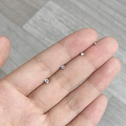 ZS 6-14PCS 20g Tiny Nose Stud Ring Piercing Surgical Steel Nose Bone/L Shaped/Nose Screws Rings Set - color: A:8pcs Mixed Style(1.5mm/2mm/2.5mm/3mm CZ)