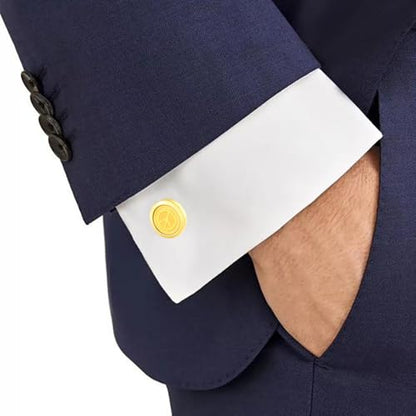 Cuff Links Mens Personalized Classic Round Cufflink Wedding Shirts Cufflinks for Men Jewelry Gifts - style: Peace sign