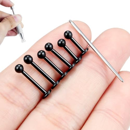 Internally Threaded Labret Studs 18G 16G 14G Surgical Steel Lip Piercing Jewelry with Claw Tool Monroe Snake Bite Jewelry Flat Back Barbell for Women Men Plus Piercing Ball Grabber Tool - color: black, size: 16g,ball end