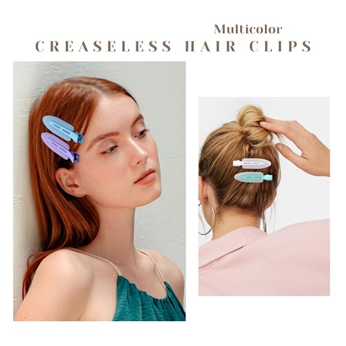 10 Pcs Creaseless No Crease No Bend Flat Hair Clips For Styling Non Slip Makeup Clips For Women Salon Hairstyle,Jelly White Green Neon-Green Blue Purple - color: Jelly White Green Neon-Green Blue Purple