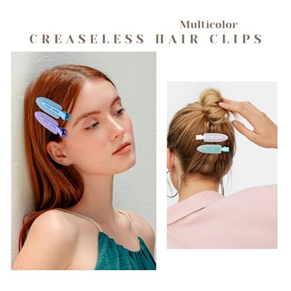 10 Pcs Creaseless No Crease No Bend Flat Hair Clips For Styling Non Slip Makeup Clips For Women Salon Hairstyle,Jelly White Green Neon-Green Blue Purple - color: Jelly White Green Neon-Green Blue Purple