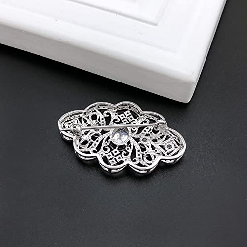 YOQUCOL Cubic Zirconia Crystal Rhinestone Wedding Brooch Pin for Women Brides Jewelry - color: B