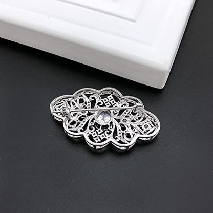 YOQUCOL Cubic Zirconia Crystal Rhinestone Wedding Brooch Pin for Women Brides Jewelry - color: B