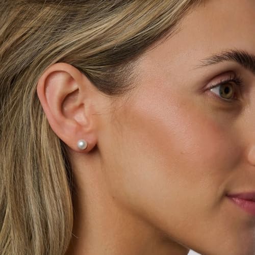 WFYOU Pearl Earrings for Women 925 Sterling Silver Stud Earring | 14K Gold Plated Hypoallergenic Stud Earrings, White Diamond Dainty Bridal Earring, Trendy Jewelry, Wedding Party Gifts - color: Gold A, size: 6mm