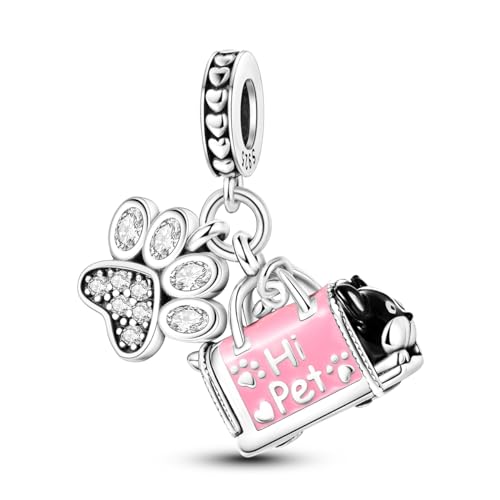 MULA 925 Sterling Silver Charms for Bracelets and Necklace Family Pendants | Airplane Travel Dangle Beads Family Tree Jewelry Charms for Women - color: Pet Bag