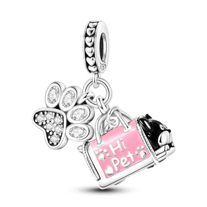 MULA 925 Sterling Silver Charms for Bracelets and Necklace Family Pendants | Airplane Travel Dangle Beads Family Tree Jewelry Charms for Women - color: Pet Bag