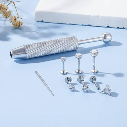 Uni-J Flat Back Stud Earrings for Women Hypoallergenic Surgical Stainless Steel Internal Thread Tragus Helix Cartilage Conch Nose Monroe Labret Medusa Piercing Jewelry /Be Equipped With Piercing Ball Grabber Tool(18G/20G - Gold/Silver/Black/Rose Gold) - c