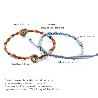 Wakami Charm Bracelet Stack Beaded Stackable Bracelets for Women - color: Earth | 6.5IN
