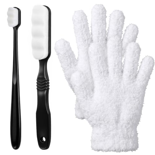 4PCS Silver Cleaning Kit with 2PCS Jewelry Cleaning Brushes | Silver Polishing Gloves for Antique Jewelry Silverware Cutlery Plateware Gold Diamond Platinum Gemstone Coin Tarnish Remving