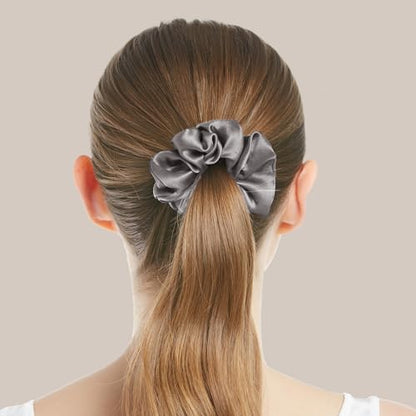LILYSILK Silk Hair Scrunchies/Ties for Frizz & Breakage Prevention, 100% Mulberry, No Damage, Elastic ponytail Holders, 1Pc, Deep Grey - color: Deep Grey