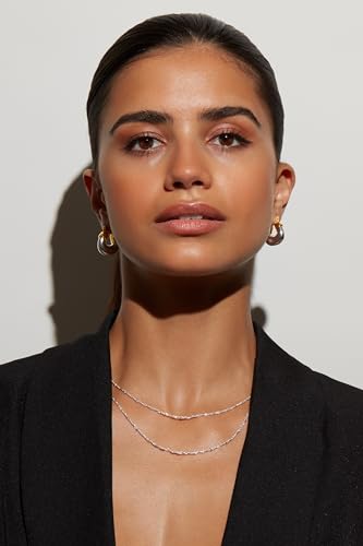 Milla Double Necklaces for Women, Trendy Double Chain Necklace Set | Stylish Gold Necklace Stack and Silver Layered Necklaces for Women made with 14K Gold Plated and Silver Plated Materials - color: Singapore Beaded / Silver