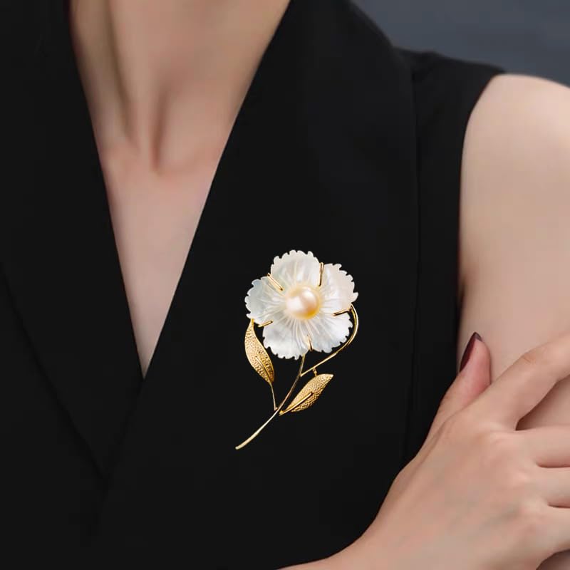 Flower Brooch for Women Rhinestone Pearl Zirconia Flower Lapel Pin Birthday Holiday Gift for Mother Wife Girlfriend - color: 05