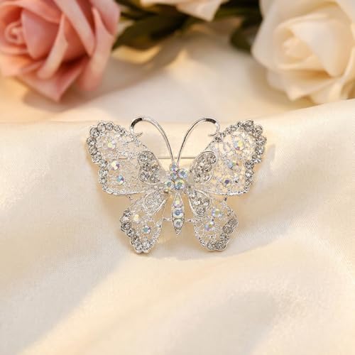 Sparkling Butterfly Brooch Pin for Women, Elegant Butterfly Lapel Pins,Rhinestone Animal Shape Brooch,Crystal Insect Lapel Pin,Dress Accessories Jewelry Gift for Women Daily Decoration