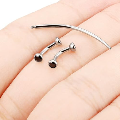 F136 Titanium 16g 6/8/10mm Eyebrow/Rook/Snug/Vertical-Labret/VCH/Snake-Eyes/Anti-Tragus/Christina/Daith/Belly-Button/Bridge/Hood/Surface Curved Barbell Piercing Jewelry for Women Men - color: Black, size: 6 mm (1/4 in)