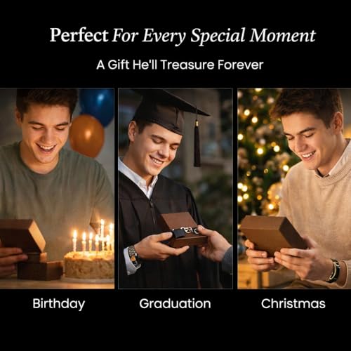 To Our Grandson Bracelet from Grandpa and Grandma - Love You Forever Engraved Leather Wristband with Inspirational Message Card - Sentimental Birthday Graduation Gift for Men, Teen - color: Version-22