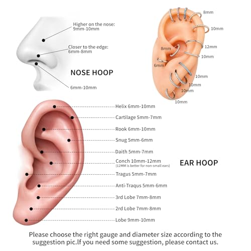 20/16G CZ Hinged Nose Rings Hoop, 316L Surgical Stainless Steel Cartilage Earring, Septum Clicker Ring, Daith Helix Rook Tragus Conch Lip Lobe Piercing Jewelry - color: A Silver Ring with Coloful CZ 03, size: 1pc 20 Gauge 10mm