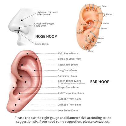 20/16G CZ Hinged Nose Rings Hoop, 316L Surgical Stainless Steel Cartilage Earring, Septum Clicker Ring, Daith Helix Rook Tragus Conch Lip Lobe Piercing Jewelry - color: A Silver Ring with Coloful CZ 02, size: 1pc 20 Gauge 8mm