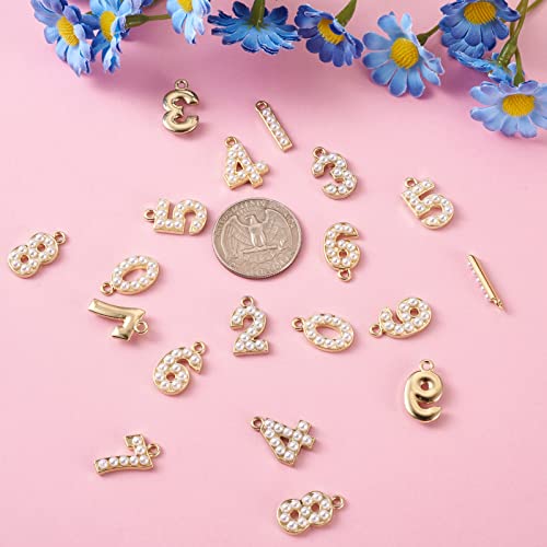 Craftdady Letter Charms Capital Pendants Mixed A-Z Initial Letter Number Charms DIY Bracelet Necklace Pendants for Jewelry Making, Gold, Antique Silver, Platinum - color: Golden, 0-9 Number