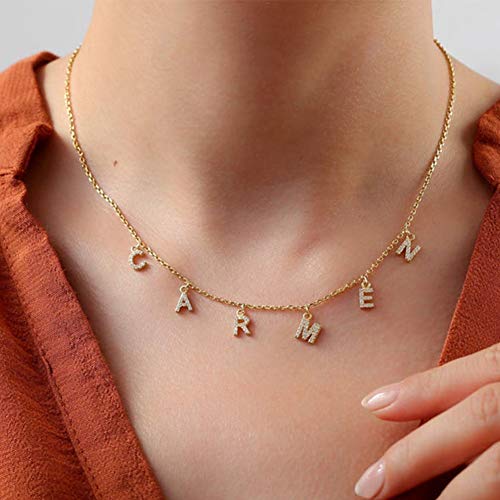 TRANGEL ProJewelry Gift for Christmas, Personalized Initial Necklaces for Women,Custom Name Necklace with Shiny Zircon,Dainty A-Z Pendant Letter Charm Necklace,Trendy Gold Jewelry Gift