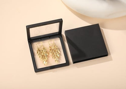 Sylph 14K 18K Gold Plated Chandelier Earrings for Women, Long Tassel Earring Huggie, Silver Leaf Dangle Drop Earrings, Dainty Bohemian Jewelry Gifts for Wedding Everyday Wear - color: A-14K Gold Plated Chandelier Earrings