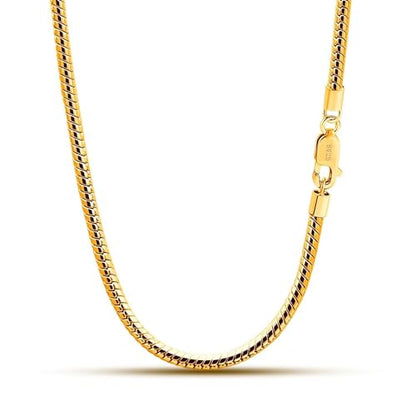 Dankadi Italy 925 Sterling Silver Snake Chain Necklace Men & Women 3MM-4MM Rolo Link Round Chain Chokers 18 "20" 22 "24" 26 "28" 30" Unisex Fine Jewelry Gift - size: 16 inches, style: 3MM Gold