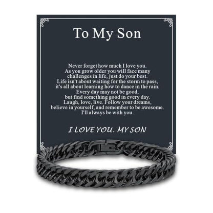 Supcare Unique Anniversary Birthday Valentines Fathers Day Stainless Steel Cuban Link Bracelets for Men Him, To My Man Dad Husband Love Always Remember Wrist Chain Bracelet Jewelry Gifts - color: C-Black 01 To My Son, size: 7.5 Inches-8mm Width