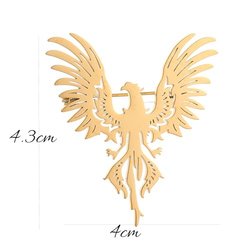 Large-sized Gold Color Phoenix Bird Brooch Wolf and Lion Brooch and Pin - style: Phoenix
