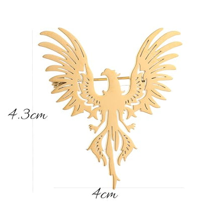 Large-sized Gold Color Phoenix Bird Brooch Wolf and Lion Brooch and Pin - style: Phoenix