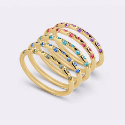 Mint & Lily Constellation Birthstone Ring | 18K Gold Plated Stainless Steel w/ Cubic Zirconia, Zodiac Star Ring, Tarnish-Resistant, Birthday Jewelry Gift for Her - color: August Peridot, size: 7