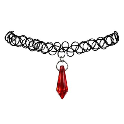 Vintage 90s Choker Red Crystal Gems Pendent Dripping Blood Necklace Black Tattoo Choker Necklace Vampire Accessories Halloween Jewelry Gift for Women