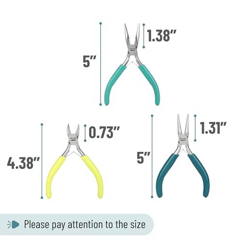 Mr. Pen- Pliers for Jewelry Making, 3 Pack, Chain Nose | Round Nose Pliers Set and Wire Cutter for Beading, Wire Wrapping, Jump Rings, Jewelry Repair, Crafting, DIY - color: Shades of Green