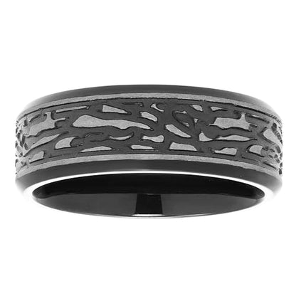 Boston Bay Diamonds Tantalum Comfort Fit Mens Wedding Band or Fashion Ring - 7mm & 8mm - Choice of Style - color: 8mm Black Steel Pattern
