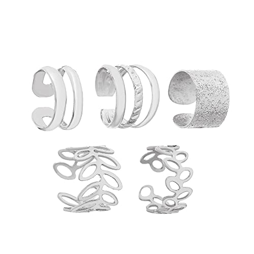 Ear Cuff for Women 14K Gold Plated Cuff Earrings Cubic Zirconia Hoop Huggie Ear Cuffs for Girls Gold Ear Cuffs Non Pierced Ear Clips Cartilage Earring Women Jewelry - color: 5Pcs Silver Set