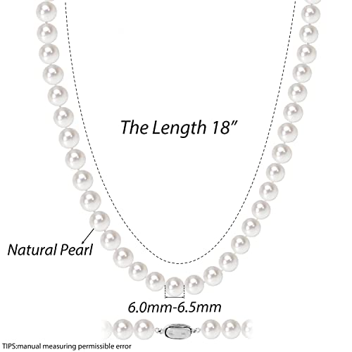 Freshwater Cultured AAAAA Quality Genuine Real Pearl Strand Necklace for Women Fine Jewelry Gifts for Her - size: 45.7 cm, 6.0 - 6.5 mm, style: AAA-Round