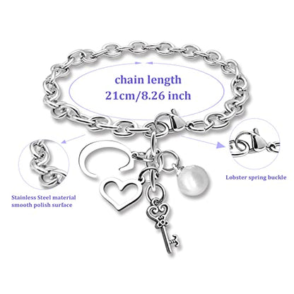 Initial A-Z Bracelets Gift for Women Girls Stainless Steel Chain Bracelet 26 Alphabet Jewelry Gifts for Birthday Anniversary Letter Bracelet Monogram Gifts for Sister Friend Girlfriends Mom 8.26 Inch - color: C