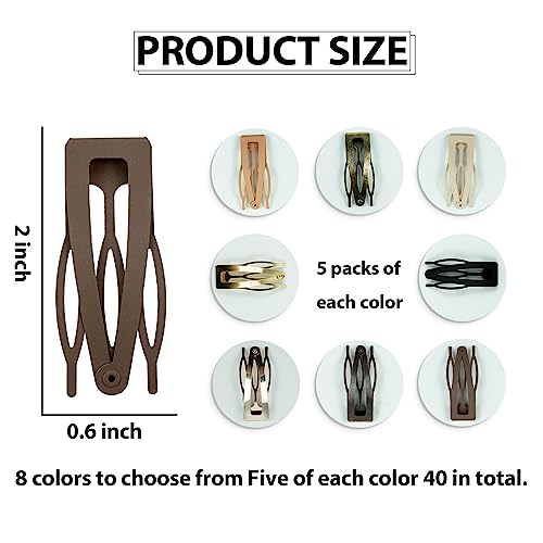 40 PCS Snap Hair Clips Double Grip Hair Clips Barrettes Accessories | 8 Colors Metal Snap Hair Clips with Plastic Box or Women (colorful)