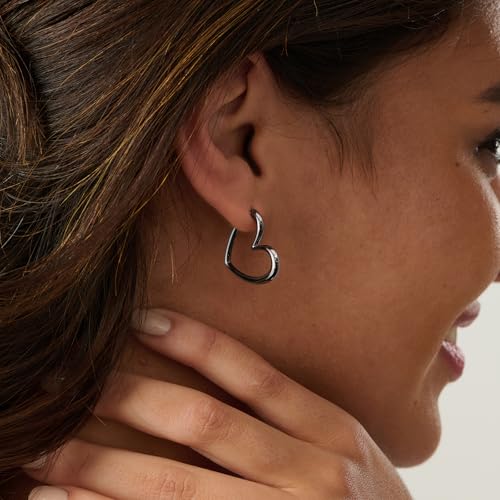 LLWOM Gold Huggie Earrings for Women-14k Gold/Silver/Rose/Black Plated Heart Hoop Earrings Hypoallergenic Lightweight Hoops Gifts - style: Black Heart