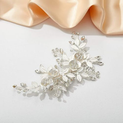 Bridal Hair Accessories Silver Wedding Hair Duckbill Clip for Brides, Handmade Rhinestone Hair Vine Wedding Head Pieces for Women and Bridesmaids Flower Girls - color: Silver