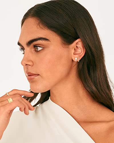 PAVOI 18K Gold Plated 925 Sterling Silver Post Cubic Zirconia | AAA+ Quality Handpicked Freshwater Cultured Stud Button Pearl Earrings - style: White Gold