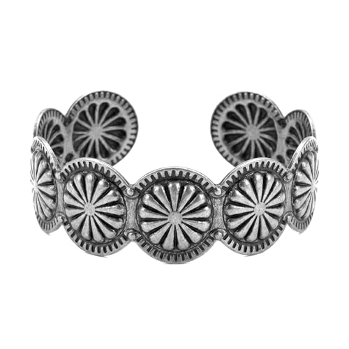 Western Bracelets for Women, Vintage Silver tone Cuff Bracelet, Rustic Country Concert Fashion Jewelry Boho Accessories Stacking Rodeo Gifts
