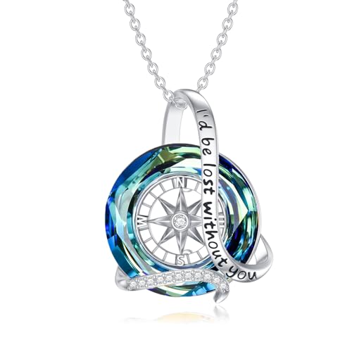 AOBOCO 2026 Graduation Gifts 925 Sterling Silver Compass Pendant Necklace High School College Graduation Jewelry Gifts for Women Daughter - style: B-Blue