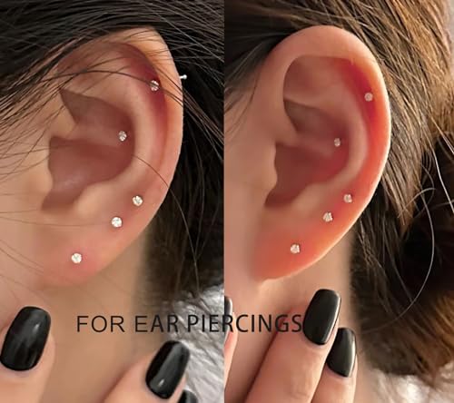20G 18G 16G F316 Titanium Flat Back Nose Rings Studs Hypoallergenic Screw on Tragus Helix Cartilage Earrings Stud Piercing Jewerly for Women Men Bars 6mm - style: 20G Flat Back Nose Studs-bars 8mm