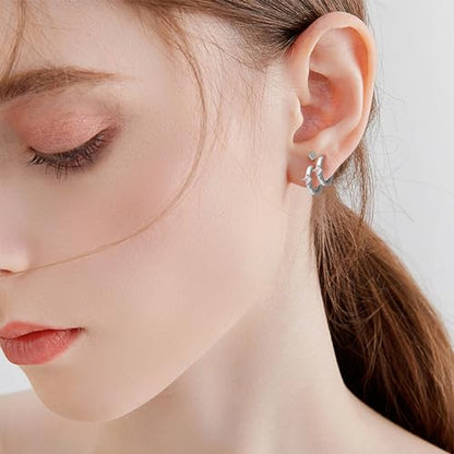 micuco Small Hoop Earrings for Women, Tiny Cartilage Hoop Earrings for Men | Helix Daith Tragus Ear Hugging Hoop Earrings Sleeper Hypoallergenic Earrings - style: A4: SCZ 8 10 12mm White Gold (3 Pairs)