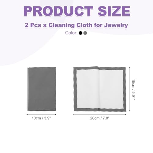 PATIKIL 5.9"x7.9" Jewelry Cleaning Cloth, 2 Pack Double-Sided Fleece Polishing Cloth for Gold, Silver and Jewelry, Black/Dark Gray - color: Black/Dark Gray, size: 5.9"x7.9"