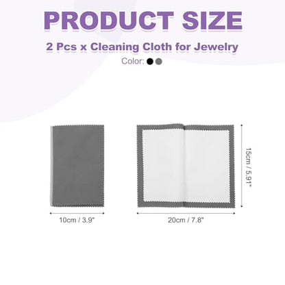 PATIKIL 5.9"x7.9" Jewelry Cleaning Cloth, 2 Pack Double-Sided Fleece Polishing Cloth for Gold, Silver and Jewelry, Black/Dark Gray - color: Black/Dark Gray, size: 5.9"x7.9"
