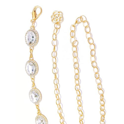 Womens Chain Belt with Jewelry Inlaid Thin Waistband Fashion Waist Belts for Dress Jeans - color: White