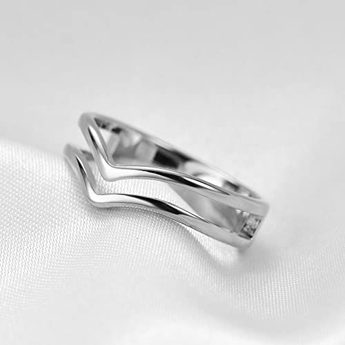 MYNENEY Pointed Classical Promise Ring Stainless Steel Thin Ring For Women - color: Silver, size: 6